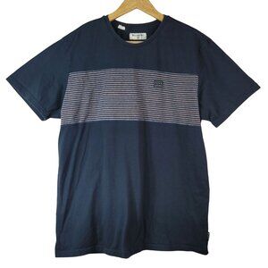 Billabong Mens Stripe Short Sleeve T Shirt Blue Large Crew Neck Logo Unisex